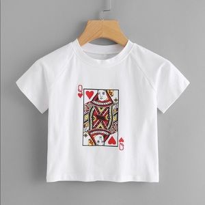 NWOT Queen Card Print Cropped Tee